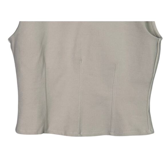 Zara Sleeveless Detailed Lining Fitted Classy Blouse Top Back Zip Up L Beige - Picture 3 of 14